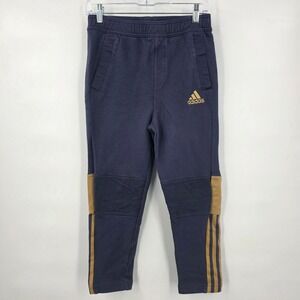 ADIDAS TIRO 7/8 PANTS YOUTH LARGE 13-14 BLUE GOLD 3 STRIPES SWEATPANTS SOCCER